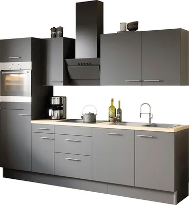 Produktbild von Optifit Küchenzeile ohne Geräte Ingvar420 270 cm anthrazit matt zerlegt Variante reversibel KCIN 2788OE-8+