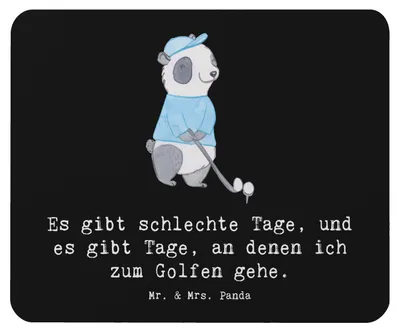Produktbild von Mr. & Mrs. Panda Mousepad Panda Golfen - Schwarz - Geschenk, mousematte, Golf spielen, Golfturnier, mausteppich, Mauspad, Mouse Pad, laptop, Verein, Golfplatz