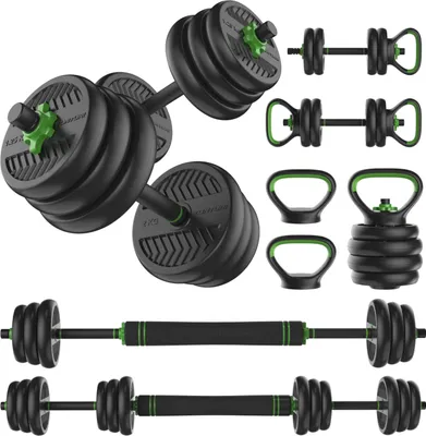 Produktbild von Tunturi Hantel- und Kurzhanteln Vinyl - Hantelset 20 kg - Hantelstange mit Gewichten - Langhantelset - Schraubverschluss 30 mm - Rutschfester Griff