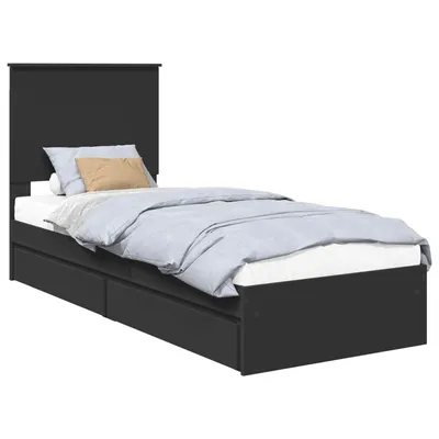 Image de vidaXL Lit de rangement Noir 75 x 190 cm Bois composite