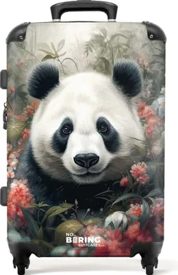 Obrázek produktu pro NoBoringSuitcases.com® Velký kufr - Medvídek Panda obklopený barevnou přírodou - Kombinovaný zámek TSA - Pevná skořepina na kolečkách - 72 litrů - Cestovní kufr - 66 cmKufr Medium 67x43x25 cm, 72L,