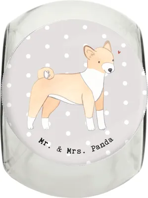 Produktbild von Mr. & Mrs. Panda Bonbonglas Basenji Moment L 870ml - Grau Pastell - Geschenk, glasbehälter, schraubglas, Dose, aufbewahrungsglas, Vorratsbehälter, Kongo-Terrier