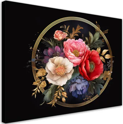 Produktbild von Leinwandbild Bunte Blumen 90x60 Feeby Bunt bild für die wand bereit zum aufhängen