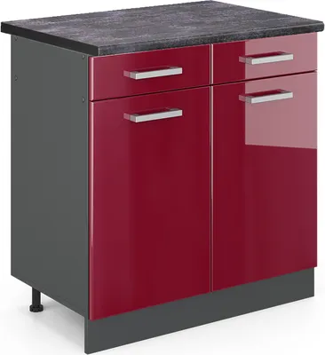 Obrázek produktu pro Spodní skříňka kuchyňské linky Vicco R-Line Červená vysoký lesk 80 cm , PD Antracit, Model 46707