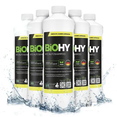 Produktbild von BiOHY KFZ Autoshampoo + Dosierer, Autowaschmittel, Autoshampoo Konzentrat, 6 x 1 l