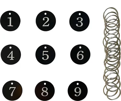Produktbild von Aluminium Nummerntags 35MM Runde ID-Tags mit Schlüsselring für Restaurant Hotel - 100 Stück