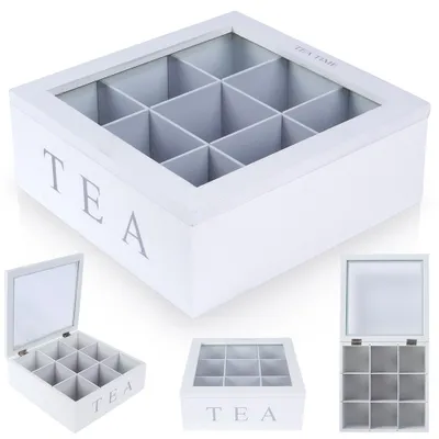 Immagine prodotto di Porta bustine di tè Organizzatore di bustine di tè Scatola per bustine di tè Contenitore per bustine di tè 22x22x8,5 cm