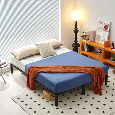 Produktbild von H.J WeDoo Bettrahmen Metallbett mit Lattenrost, Bettgestell aus Metall, Modern Doppelbett Einzelbett Leichte Montage, 140 x 200 cm, Schwarz