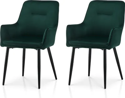 Produktbild von CLIPOP Esszimmerstuhl,2er Set Polsterstuhl,Samtstuhl aus Metallbeine, Grün