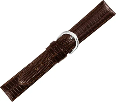 Produktbild von Minott > Uhrenarmband braun Kalbsleder Tejuprägung > Ton in Ton Naht, Stegbreite:18mm, Schließe:Silbern