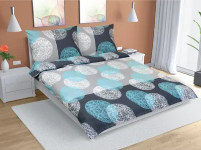 Obrázok produktu pre Bavlnená posteľná bielizeň pre dvojposteľ - 1 kus 180x200, 70x90 - tyrkysová, sivá