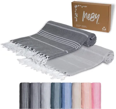 Produktbild von Strandtuch & Saunatuch – Türkisches Hamamtuch 100% Baumwolle – Badetuch 100x200 cm – Anthrazitgrau & Grau