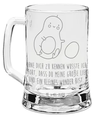 Produktbild von Mr. & Mrs. Panda Gravur Bierkrug Avocado Kern rollt - Transparent - Geschenk, Glas, Liebe, Geburtstag, Mit, graviert, Avocados, Geburt, Seidel, Krug, Baby, Humpen