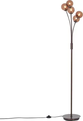 Produktbild von Design Stehleuchte Bronze mit Bronzefarbenem Glas, 5 Flammig Athen