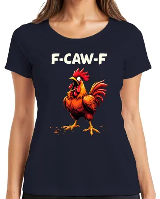 Produktbild von F-CAW-F Schrei Hahn lustig Humor Meme Gockel Cartoon Geschenk Damen T-Shirt, Navy, XL