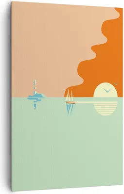 Produktbild von Bild auf Leinwand - Leinwandbild - Einteilig - Sonne Segelschiff Laterne - 80x120cm - Wand Bild - Wanddeko - Wandbilder - Leinwanddruck - Wanddekoration - Leinwand bilder - Wandbild - PA80x120-4888