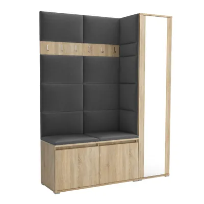 Produktbild von Garderobe LUTON 7 SONOMA 15 - Farbe: Sonomaholz, moderne Garderobe 40x145x186 cm, funktionelle Lösung für den Flur, Garderobe, Möbel für den Flur,