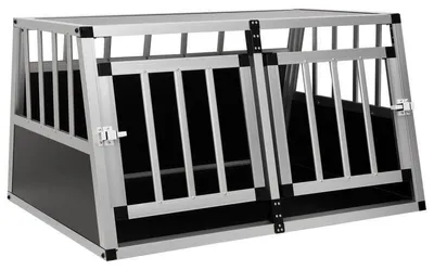 Image de Cage pour chiens - 89x69x50 cm - aluminium et bois - double porte