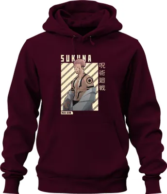 Produktbild von Sukuna Jujutsu Kaisen Ryomen Sukuna Anime Manga Otaku Geschenk Uni Hoodie Kapuzenpullover, Burgundy, XL