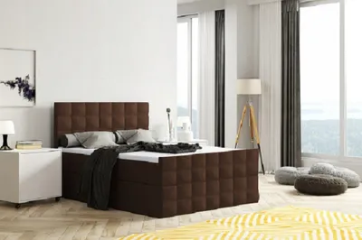 Produktbild von Bett, Boxspringbett MERA mit Fußteil, Bettkästen, T25 Topper, Doppelbett, Stauraum, Federkern, 180x200 cm (Braun - Inari 28)
