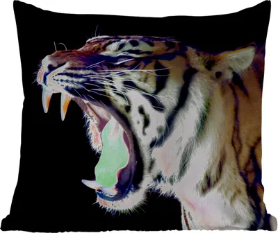 Produktbild von MuchoWow® Outdoor Kissen - Tiger - Zähne - Porträt - 45x45 cm - Wetterfest - Lounge Kissen - Fotokissen - Dekoratives Kissen