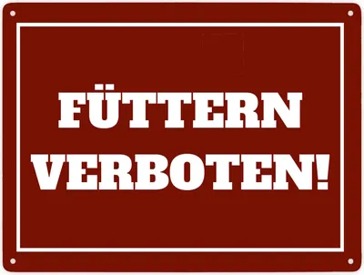 Produktbild von Füttern verboten Koppel-Metallschild XXL in 28x38 cm in rot und weiß
