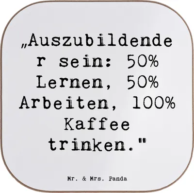 Produktbild von Mr. & Mrs. Panda unterleger Spruch Auszubildender - Weiß - Geschenk, handgefertigte Geschenke, Beruf, Tischuntersetzer, Untersetzer für Gläser, Motivation, Coaster