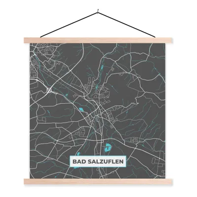 Produktbild von MuchoWow® Textilposter Stadtplan - Karte von Deutschland - Blau - Bad Salzuflen - Karte 40x40 cm mit holzfarbenen Rahmen - Posterleiste