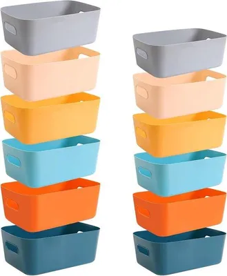 Immagine prodotto di Contenitori in plastica - Scatole in plastica impilabili - Contenitori organizzativi - Multicolori - Per cucina e bagno - Scatole per giocattoli