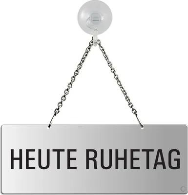 Produktbild von HängeschiId I KettenschiId Heute Ruhetag I einseitig I mit Saugnapfhaken I 175x65 mm