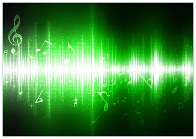 Produktbild von Wallario Premium Glasbild, freischwebende Optik, kräftige Farben, Größe 100 x 70 cm Motiv Grüne Noten der Musik