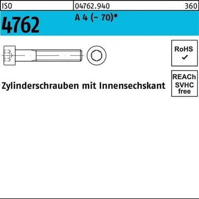 Produktbild von Zylinderschraube ISO 4762 Innen-6kt M3x 50 A 4 100 Stück
