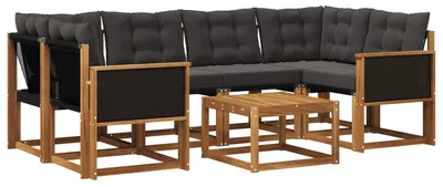 Produktbild von vidaXL Outdoor-Sofagarnitur 7 stk. Natürlich und Schwarz
