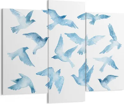 Produktbild von Bild auf Leinwand - Leinwandbild - Vögel digital Wolke Taube - 130x100cm - Wand Bild - Wanddeko - Leinwanddruck - Bilder - Kunstdruck - Wanddekoration - Leinwand bilder - Wandkunst - CB130x100-3125
