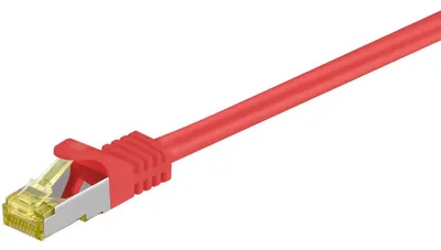 Produktbild von RJ-45 Patchkabel Cat 6.a S/FTP (PIMF), mit Cat.7 Rohkabel (rot, 2 Meter, 500 MHz)