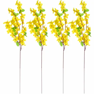 Obrázok produktu pre Umelá forsytia vetvička 51 cm 4 ks žltá dekoratívna vetva jarná veľkonočná ozdoba