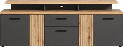Produktbild von trendteam Wohnen Esteban TV-Lowboard, Anthrazit Melamin/ Evoke Oak Melamin, B/H/T: 180/67/47 cm
