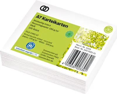 Produktbild von Soennecken Karteikarte oeco Recycling DIN A7 liniert weiß 100 St./Pack.
