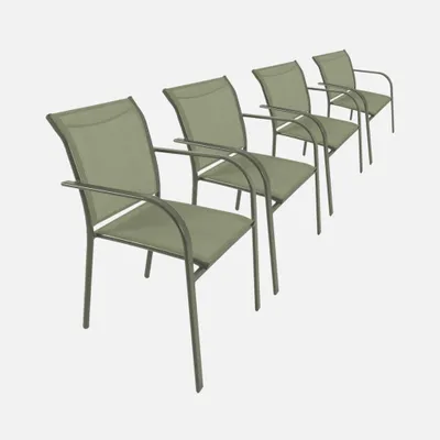 Immagine prodotto di Set 4 sedie da giardino in alluminio e textilene, Verde kaki