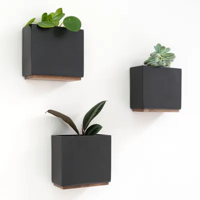 Image de Omgoods - Ensemble de 3 pots muraux modernes en résine
