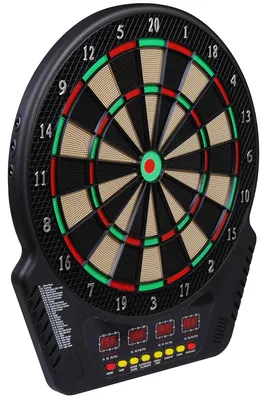 Productafbeelding van Elektronische dartbord, 6 darts, 24 dartpijlen, 27 spellen, 243 opties, 44x51,5x3,2 cm (zwart)