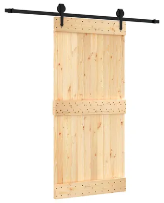 Obrázok produktu pre vidaXL Posuvné dvere v prírodnej a čiernej farbe, 95 x 210 cm, masívna borovica