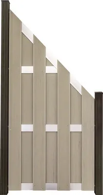 Produktbild von Zaun Abschlusselement GroJa Merano vormontiert ohne Pfosten 84,30 x 180/90 cm bi-color sand