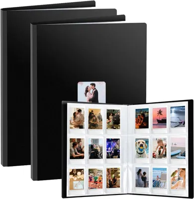 Produktbild von Fotoalbum Einsteckalbum für Polaroid-Film 6x9 cm, 2 Stück Schwarz mit Fenster, 216 Fächer, für Instax Mini