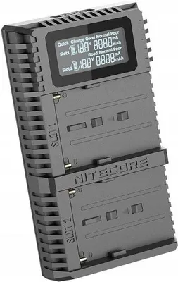 Zdjęcie produktu dla Ładowarka USB na 2x Akumulator Sony NP-FM500H / NP-F730 / NP-F750 / NP-F770 / NP-F970 / NP-F550 + Ekran LCD / NITECORE USN3 PRO