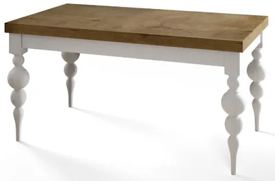 Produktbild von Rechteckiger Esstisch Ausziehbar Lena, Moderner Wohnzimmertisch 160-210x90x78, 5 cm , Lefkas mit Tischbeinen in Weiß
