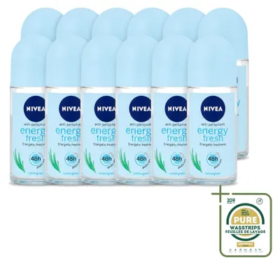 Productafbeelding van 12 x NIVEA Energy Fresh Deodorant Roller voor dames - 50 ml - Voordeelverpakking - 12 stuks
