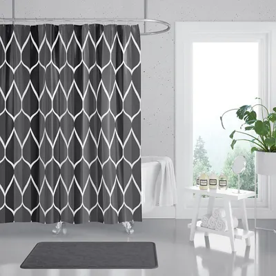 Image de Rideau de douche 180x200cm imperméable Rideau de baignoire anti-moisissure avec anneaux