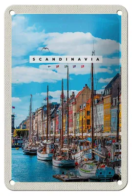 Produktbild von Blechschild Reise 12x18cm Skandinavien Schiffstour Urlaub Meer Schild