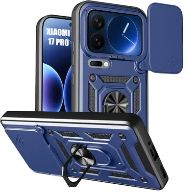 Image de Coque Antichoc pour Xiaomi 17 Pro, Protection Renforcée avec Cache Caméra - Bleu Marine